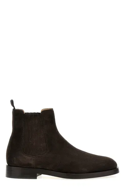 Brunello Cucinelli Suede Ankle Boots In Brown