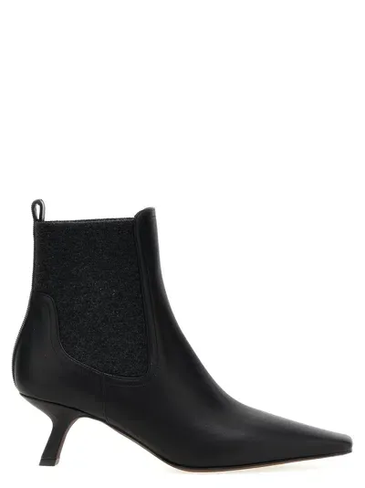 Brunello Cucinelli Leather Ankle Boots In Black