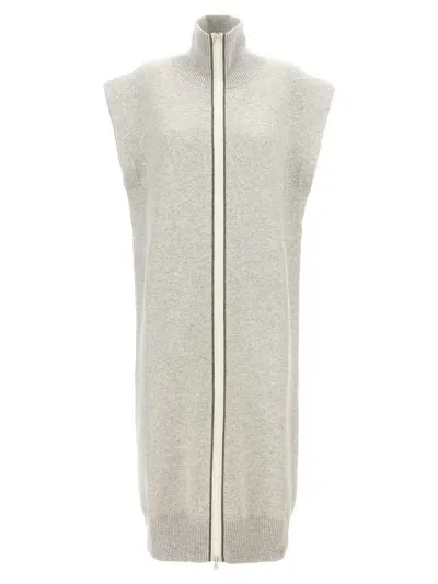 Brunello Cucinelli Monile Long Vest In Gray