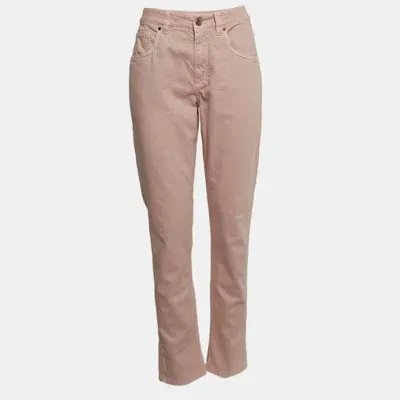 Pre-owned Brunello Cucinelli Pink Denim Straight Leg Mid Rise Jeans Waist 30"