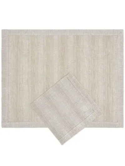 Brunello Cucinelli Striped Placemat And Napkin Set In Neutrals