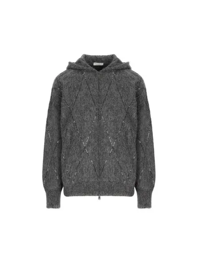 Brunello Cucinelli Sequined Zip In Grey