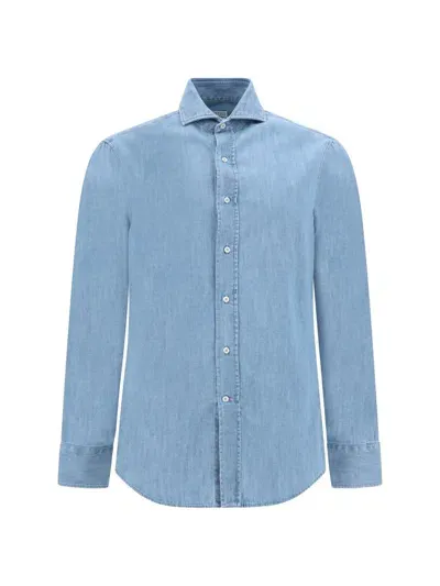 Brunello Cucinelli Denim Shirt In Denim Chiarissimo