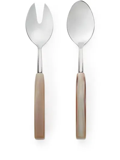 Brunello Cucinelli Steel Salad Serving Cutlery (set Of Two) In Silver