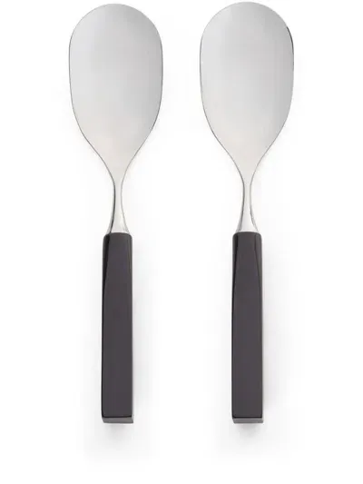 Brunello Cucinelli Steel Spoons (set Of Two) In Black