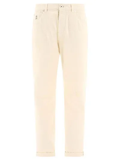 Brunello Cucinelli Straight-leg Jeans In Off White