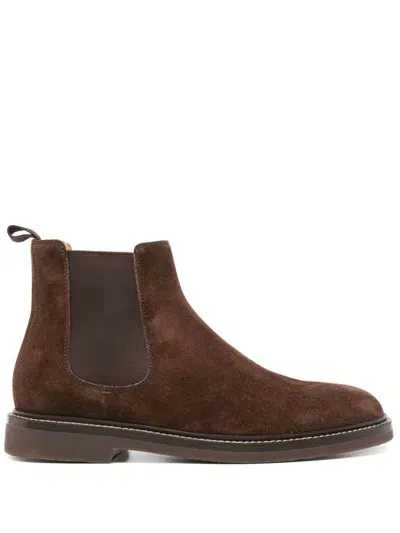 Brunello Cucinelli Suede Ankle Boots In Brown