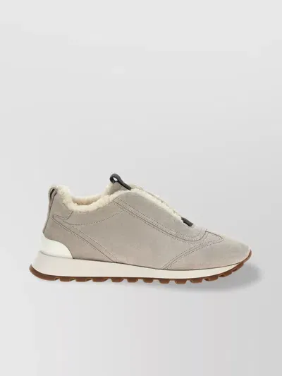 Brunello Cucinelli Suede Upper Sneakers Rubber Sole In Grey