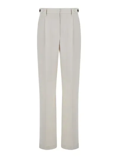 Brunello Cucinelli Whitepants With Belt Loops In Wool Woman In Grey