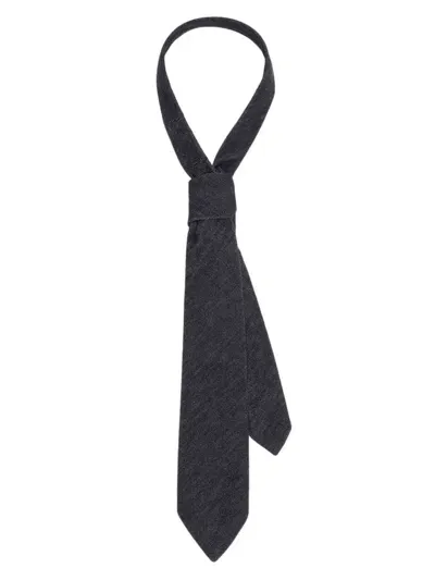 Brunello Cucinelli Cotton-twill Tie In Navy Blue