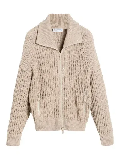 Brunello Cucinelli Kids' Zip-up Cardigan In Neutrals