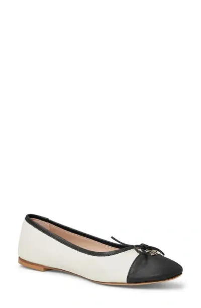 Bruno Magli Donatella Cap Toe Ballet Flat In Black,cream