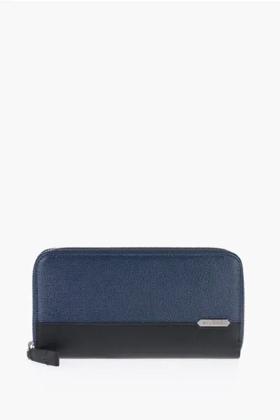 Bulgari Two-tone Leather Serpenti Scaglie Wallet In Blue