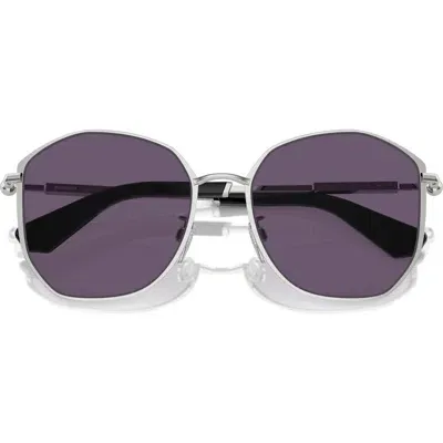 Burberry 57mm Round Sunglasses In Silver