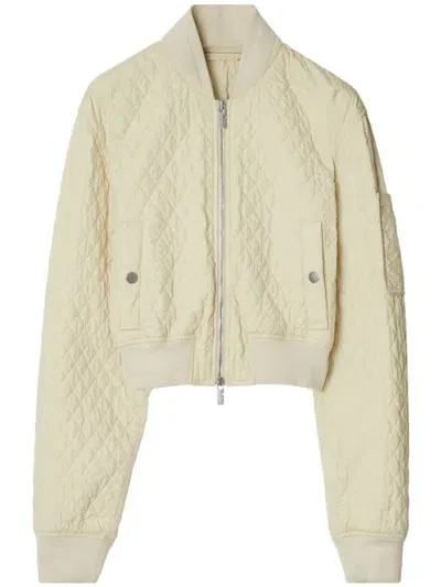 Burberry Quilted Cropped Bomber Jacket In 中性色