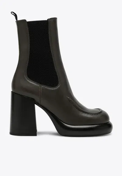 Burberry Leather Heeled Chelsea Boots In Brown