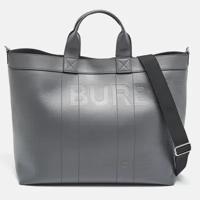 Pre-owned Burberry Ash Grey Leather Ormond Tote