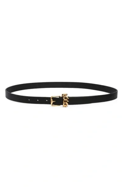 Burberry B-buckle Chain Leather Belt In Black