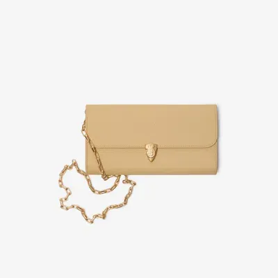 Burberry B Shield Chain Strap Wallet In Brown