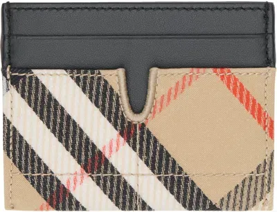 Burberry ベージュ＆ブラック Snip チェック カードケース In Sand Ip Check