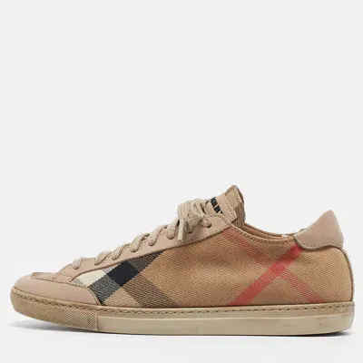 Pre-owned Burberry Beige Nova Check And Leather Low Top Sneakers Size 36