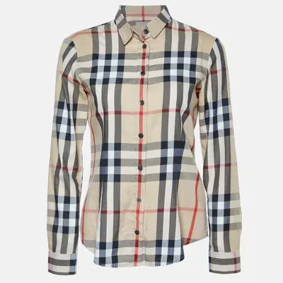 Pre-owned Burberry Beige Nova Checks Cotton Shirt Xs