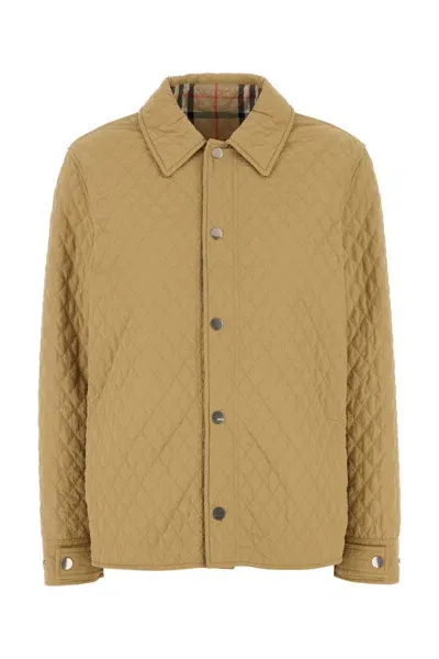 Burberry Beige Nylon Reversible Padded Jacket In Brown