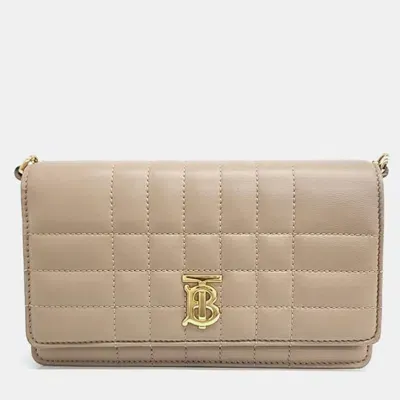 Pre-owned Burberry Beige Quilted Chain Crossbody Bag