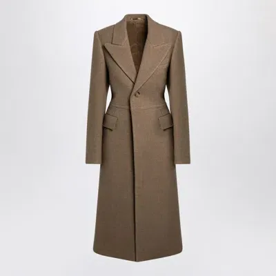 Burberry Beige Single-breasted Coat In Grey