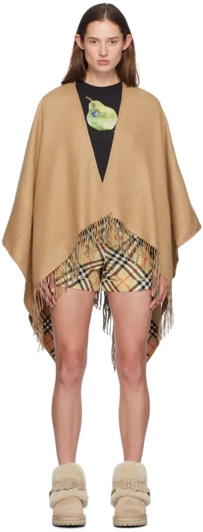 Burberry Beige Wool Reversible Cape In Archive Beige