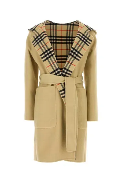 Burberry Beige Wool Reversible Coat In Brown