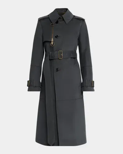 Burberry Belted Single-breasted Trench Coat In Grey