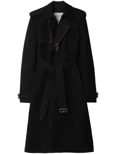 Burberry Belted Trench Coat In Black