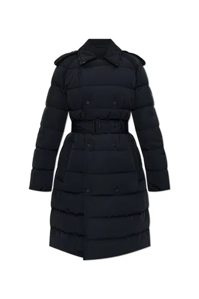 Burberry Belted Waist Down Coat In Black