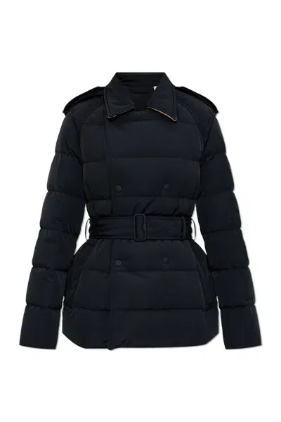 Burberry Belted Waist Quilted Puffer Coat In White