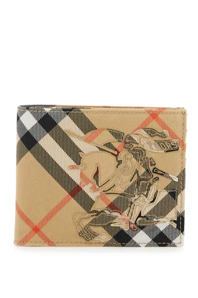 Burberry Bi Fold Check Wallet With Ekd In Gray