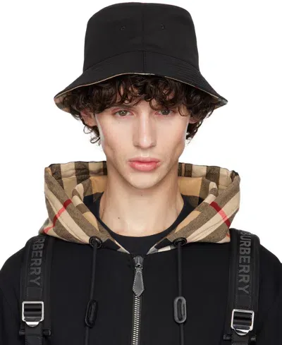 Burberry Black Check Reversible Bucket Hat