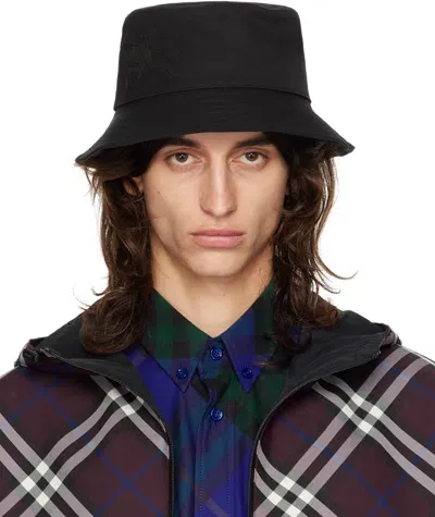 Burberry Black Cotton Blend Bucket Hat