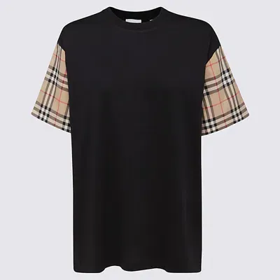 Burberry Black Cotton Carrcick Check T-shirt In Nero