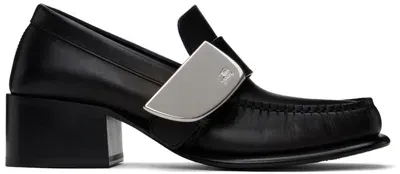 Burberry Black Leather Shield Loafers