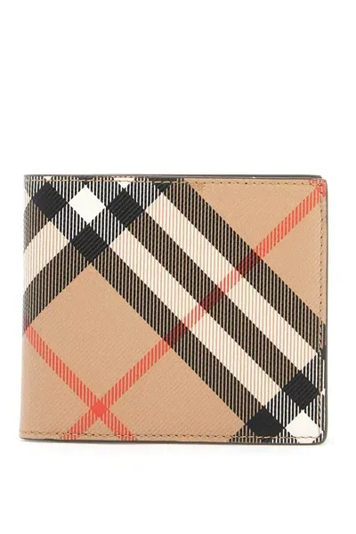 Burberry Book Wallet In Coated Canvas Bi-fold Design In Brown