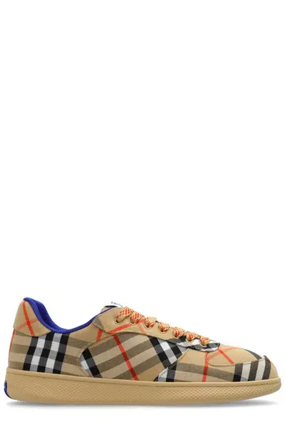 Burberry Box Checked Sneakers In Sand