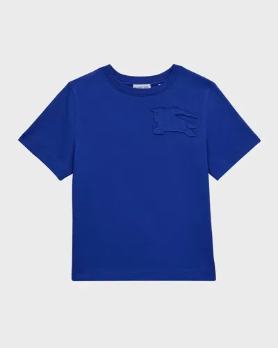 Burberry Kids' Boy's Cedar Equestrian Knight Design T-shirt In Blue