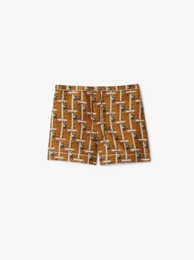 Burberry Bus Silk Pyjama Shorts In Pumpkin