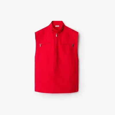 Burberry Half-zip Canvas Tank Top In Red