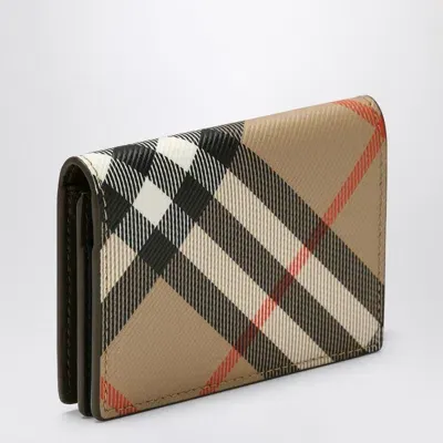 Burberry Card And Business Card Holder Check Sand In Beige