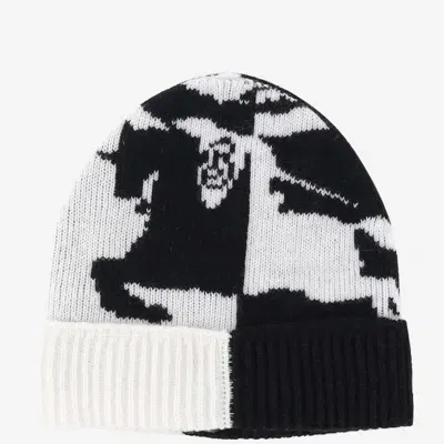 Burberry Cashmere Blend Beanie With Ekd In Black