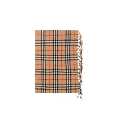 Burberry Cashmere Checked Scarf In Beige