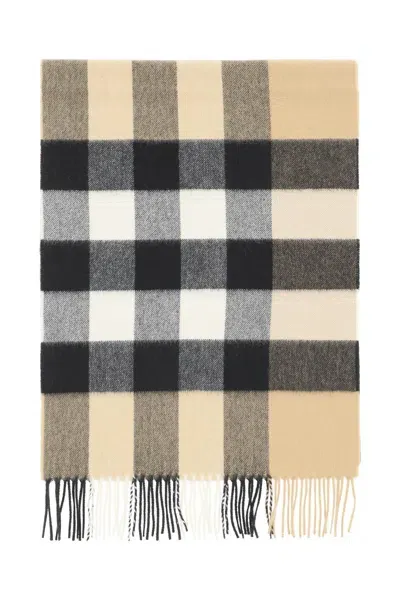 Burberry Cashmere Tartan Scarf In Brown