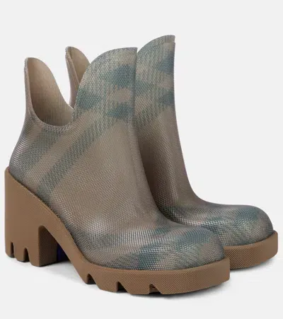 Burberry Marsh Beige Rubber Ankle Boots In Green